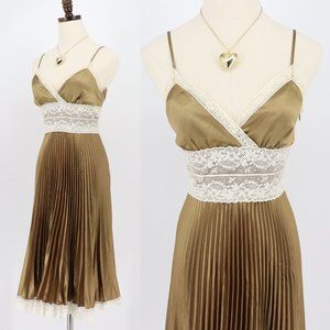 SOLD - Vintage Betsey Johnson New York Gold Metallic Lace Trim Dress